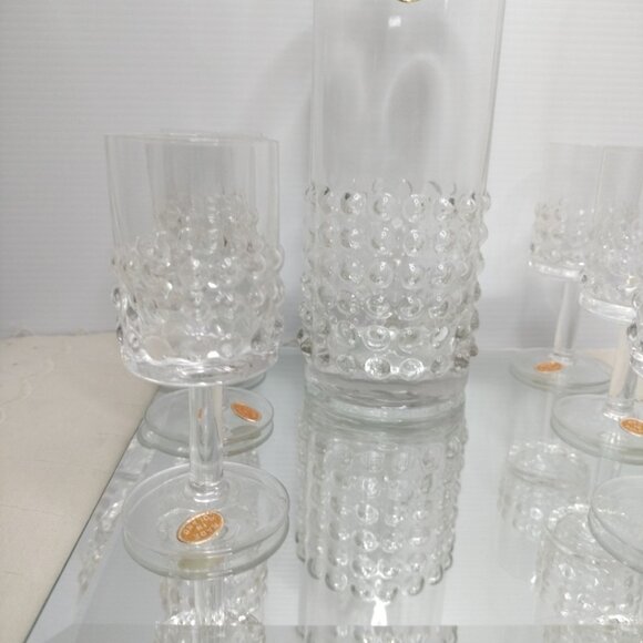 Crystal Decanter & 6 Glasses Whiskey Bourbon Crystal Poland Original Sticker MCM - Picture 3 of 16